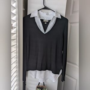 Black Sweater with White Collar